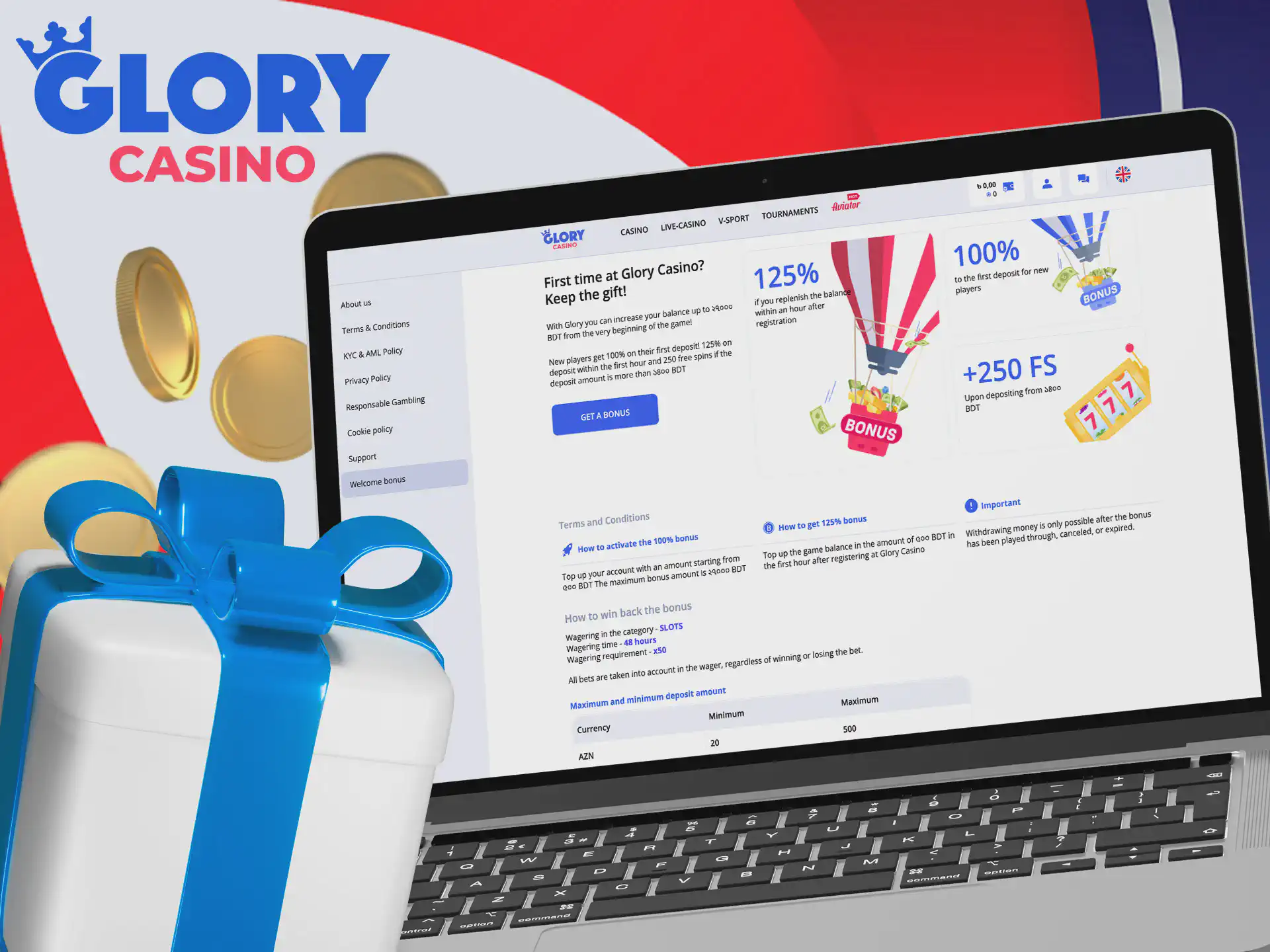 Bonuses and promotions at Glory Casino for players from Bangladesh